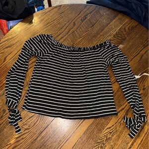 Ivy & Main Off the Shoulder Striped Long Sleeve